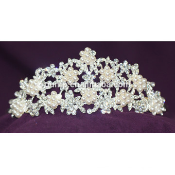 Décoration florale Design Mariage Crystal Tiara Rhinestone Pearl Crown